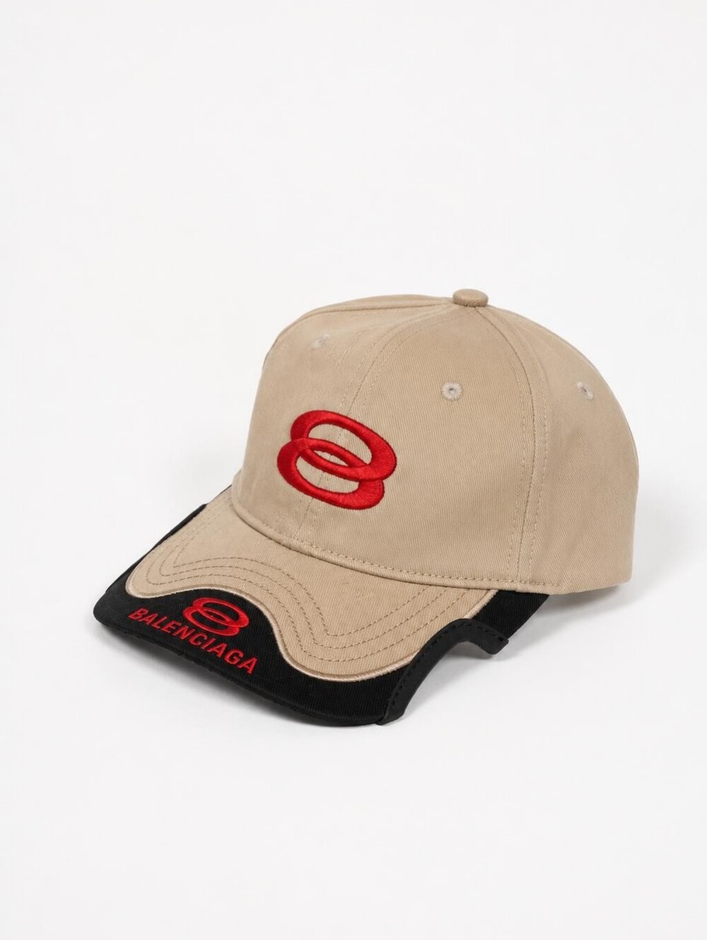 Balenciaga Beige Red Logo Cotton Adjustable Designer Hat